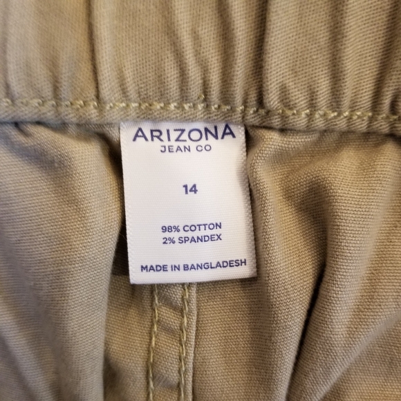 Arizona Jean Co Cargo Pants Women's 14 Pockets British Khaki Flared Cotton New - Picture 9 of 9
